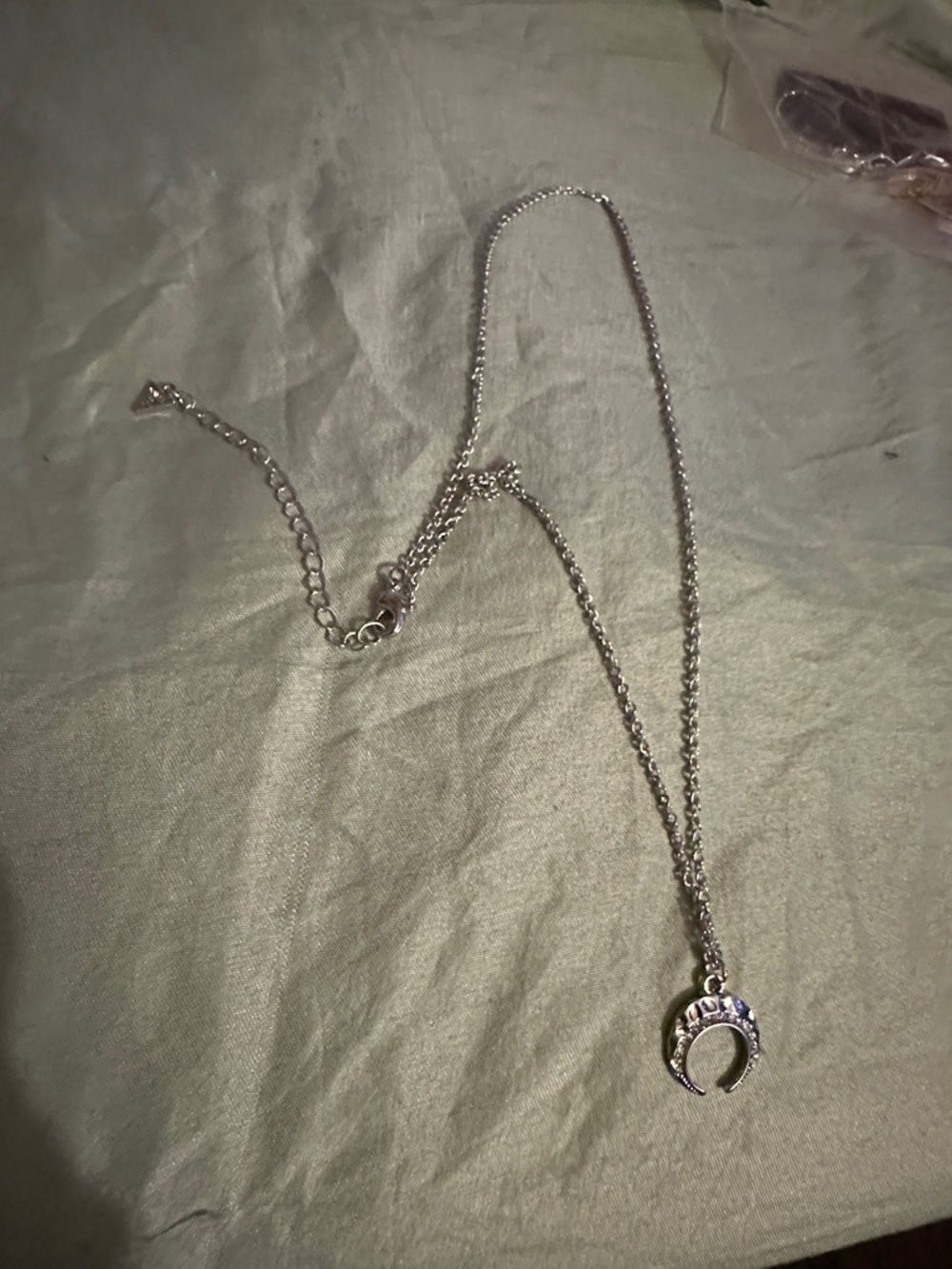 Guess by Marciano Silver Crescent Moon Pendant Necklace